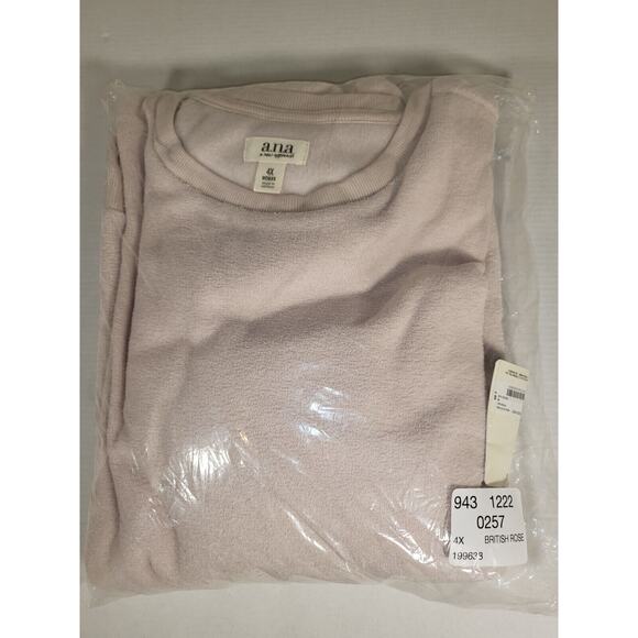 A.n.a Womens Sweater 4xl Pink Puff Sleeve Fleece 3/4 Round Neck Officewear - Picture 12 of 13